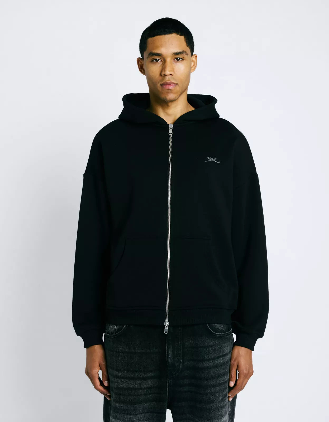 Initial Pin Zip Hoodie